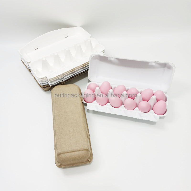 100% Biodegradable Customized eco-friendly Egg Tray Carton with Cover Pulp Moulding 12 Eggs Carton/tray/box