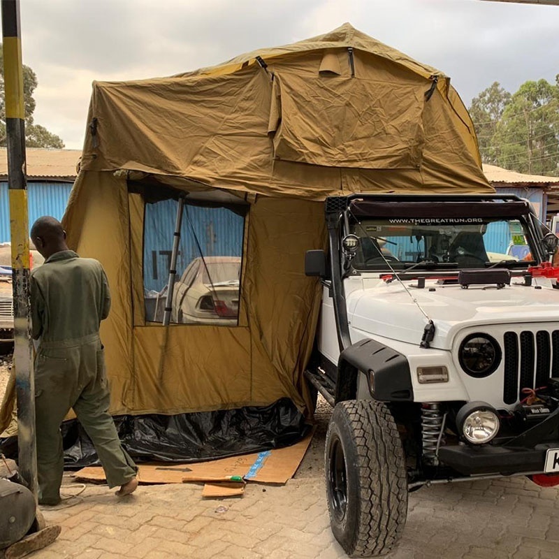 New style Double layers 4 Person Overlander Roof Top Tent in Khaki Color