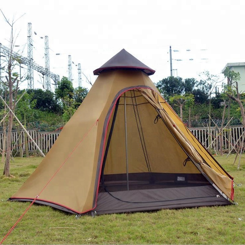 Camping Double Layer 4 Person 4 Season Wholesale Outdoor Pyramid Tipi A Frame Teepee Tent Adults