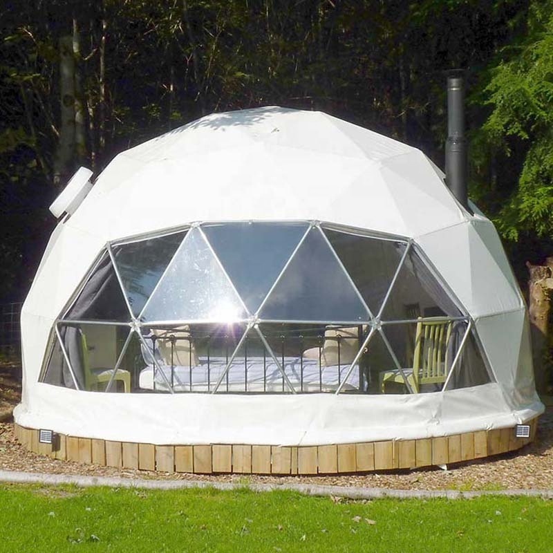 Dia 6m High Quality Glamping Geodesic Dome House Canvas Spherical Tent With Stove