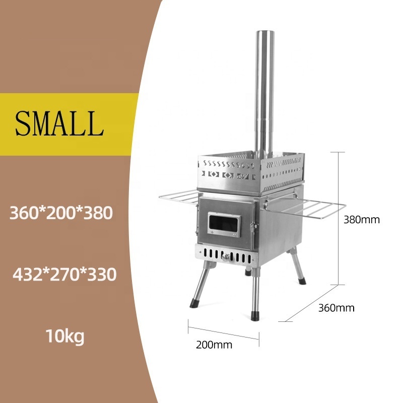 Outdoor Wood Burning Sauna Stove Stainless Steel Portable Heating Smokeless Stove with Grills chimney firewood heater