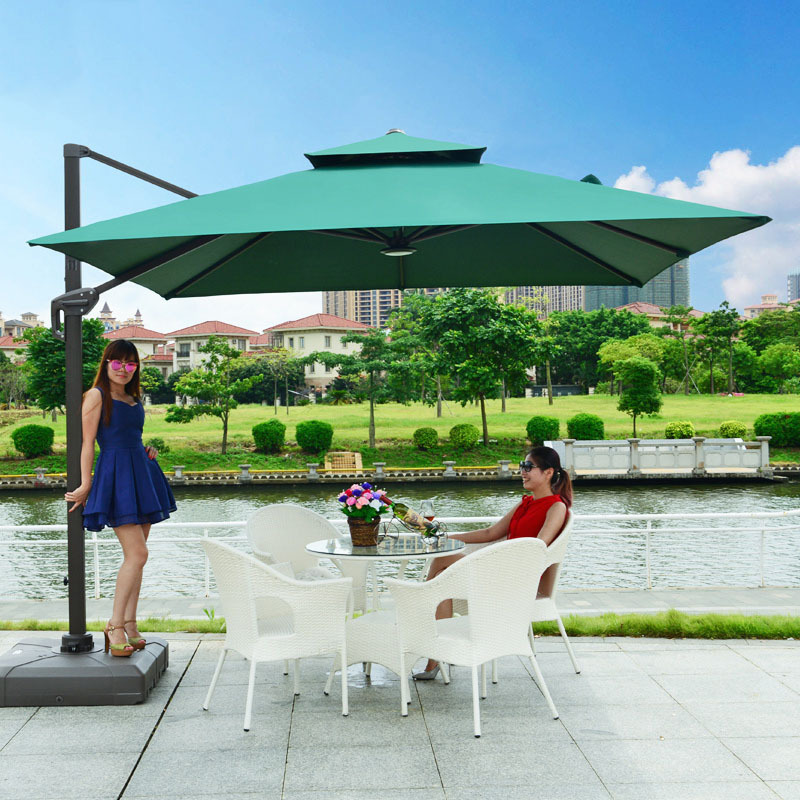 Promotion outdoor single top round roman umbrella aluminum frame and support sun umbrella with base