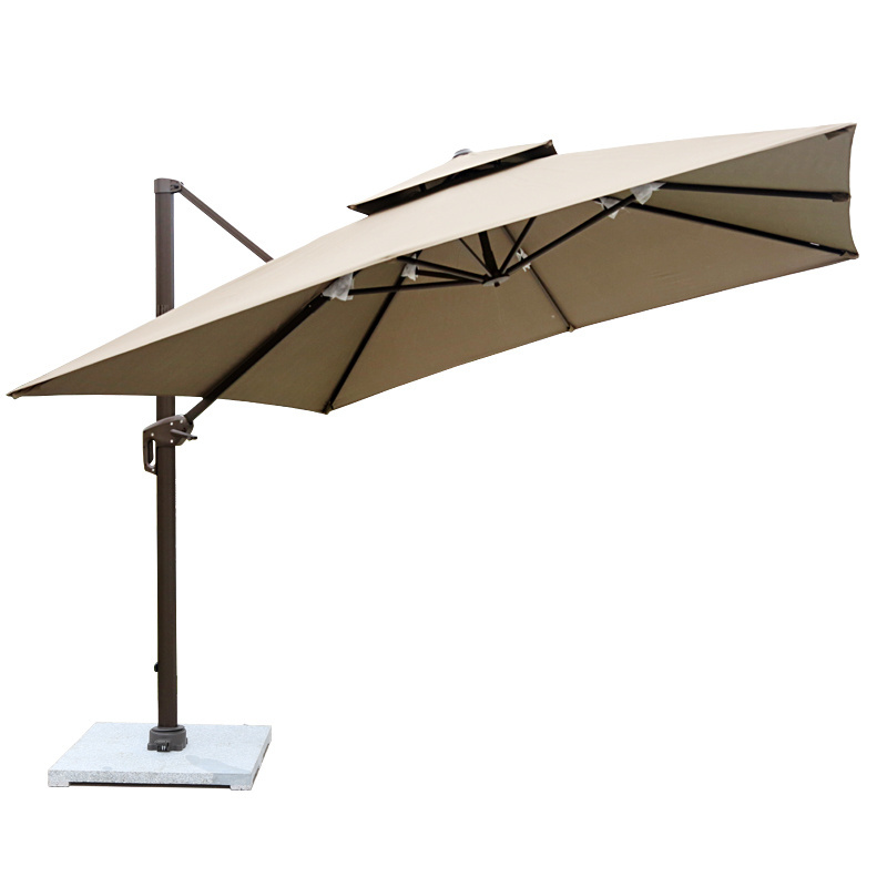 Promotion outdoor single top round roman umbrella aluminum frame and support sun umbrella with base