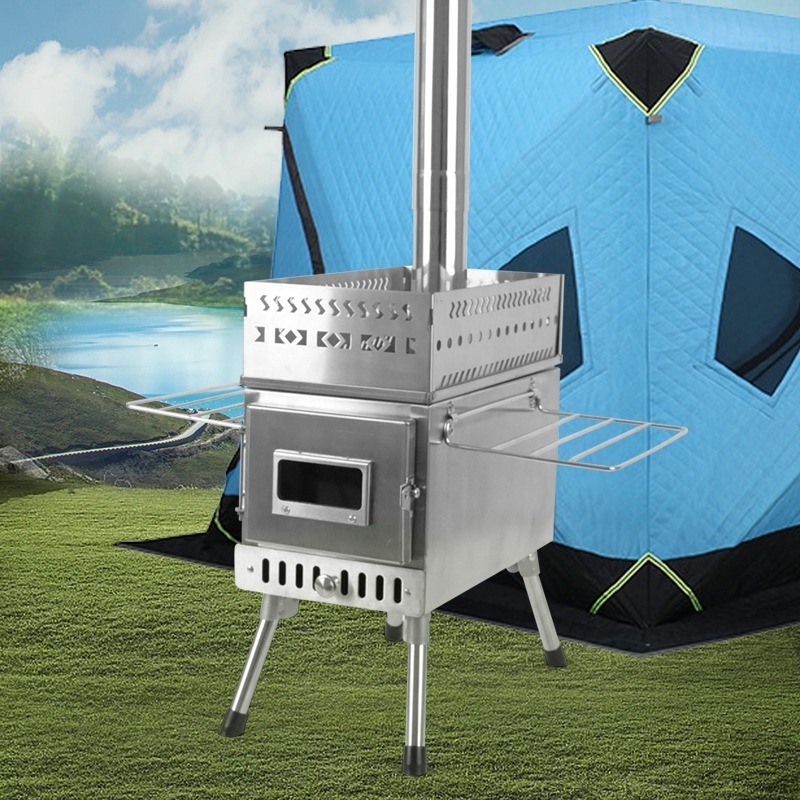 Outdoor Wood Burning Sauna Stove Stainless Steel Portable Heating Smokeless Stove with Grills chimney firewood heater