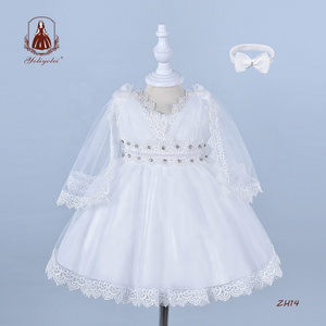 Wholesale Baby Newborn Girls Baptism Dress Princess Party Dresses,With Cap Christening White Dress Baptism Outfit