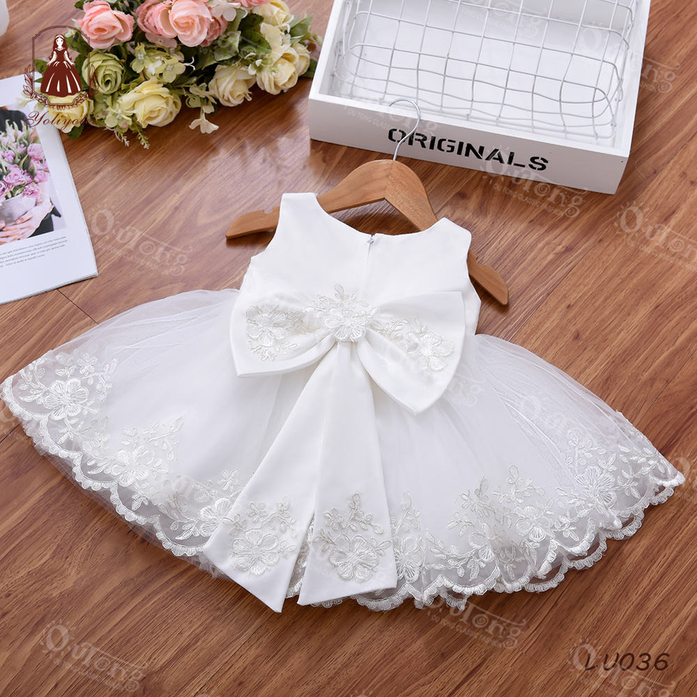 Fashion Elegant Ropa Formal Vestidos Blancos Polyester Infant Princess Dress Lace Baby 1 2y Dress For Girls