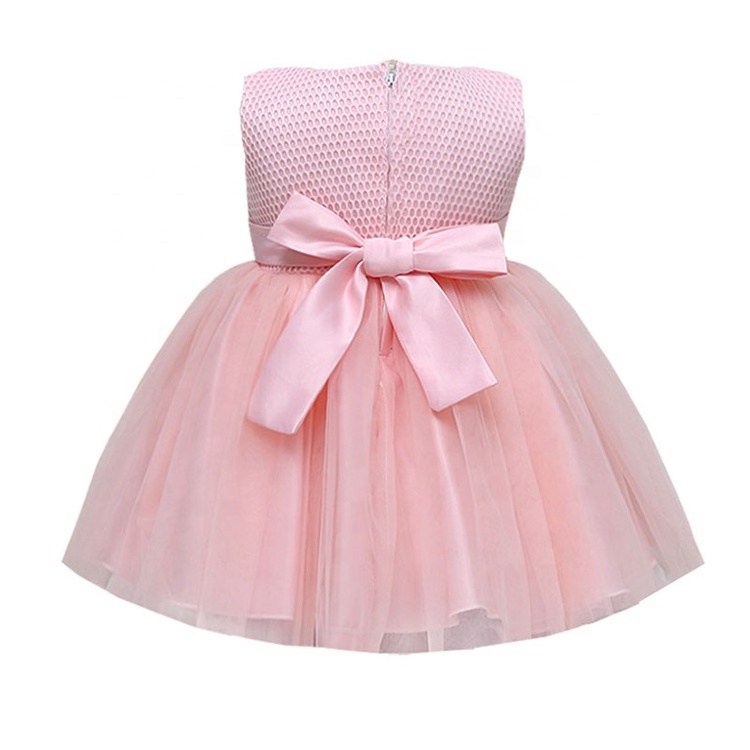 Latest Children Dress Designs Normal Frocks Images Pink Elegant Bridesmaid Party Dresses With Flower Decoration