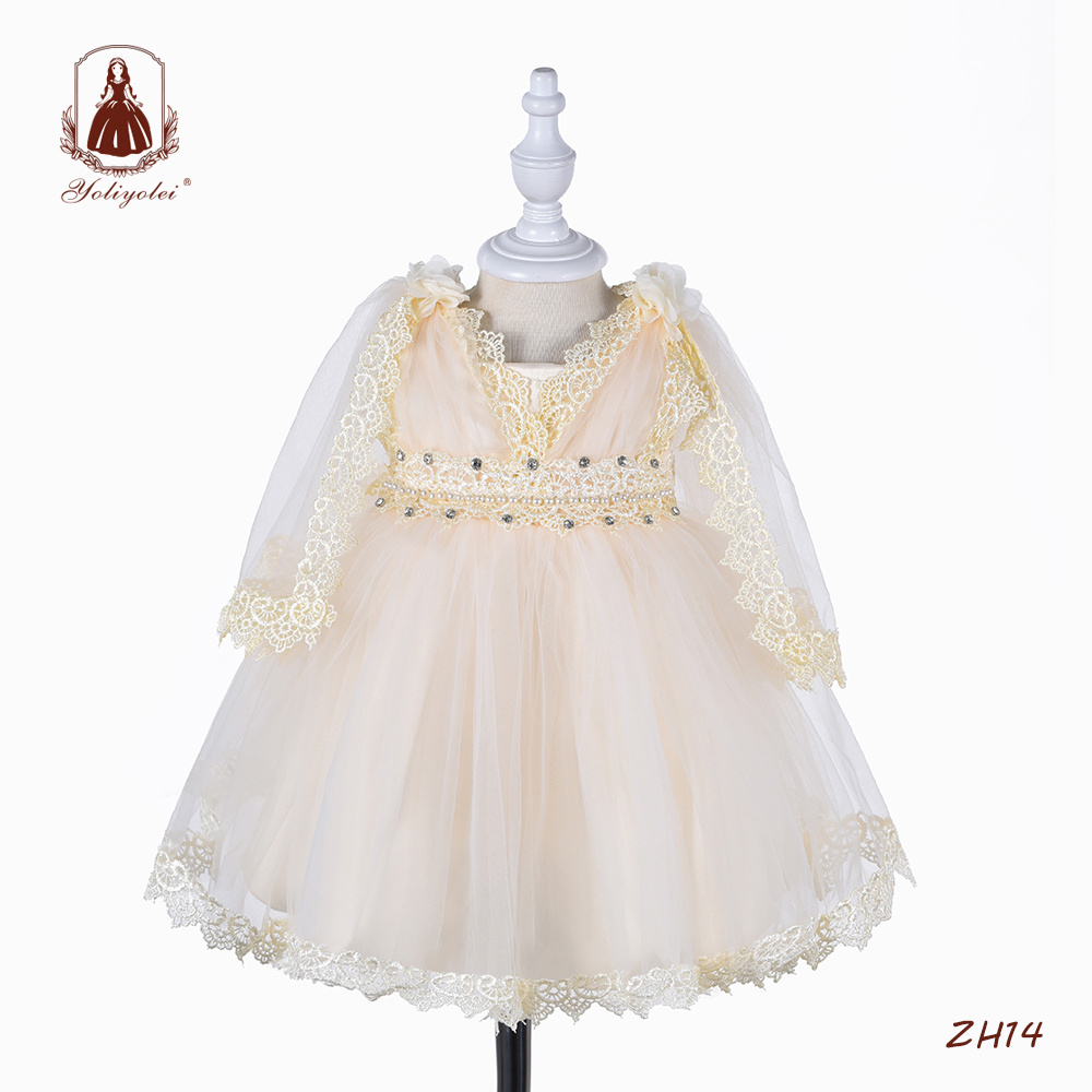 Wholesale Baby Newborn Girls Baptism Dress Princess Party Dresses,With Cap Christening White Dress Baptism Outfit