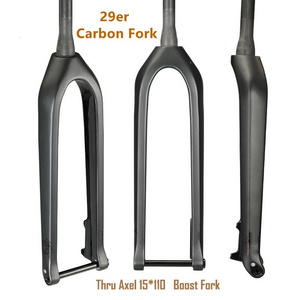 Boost MTB Carbon Fork 29er 110*15mm Downhill Fork Mountain Bike Carbon Rigid Fork 1-1/8"-1-1/2" Tapered Max Tire 3.0