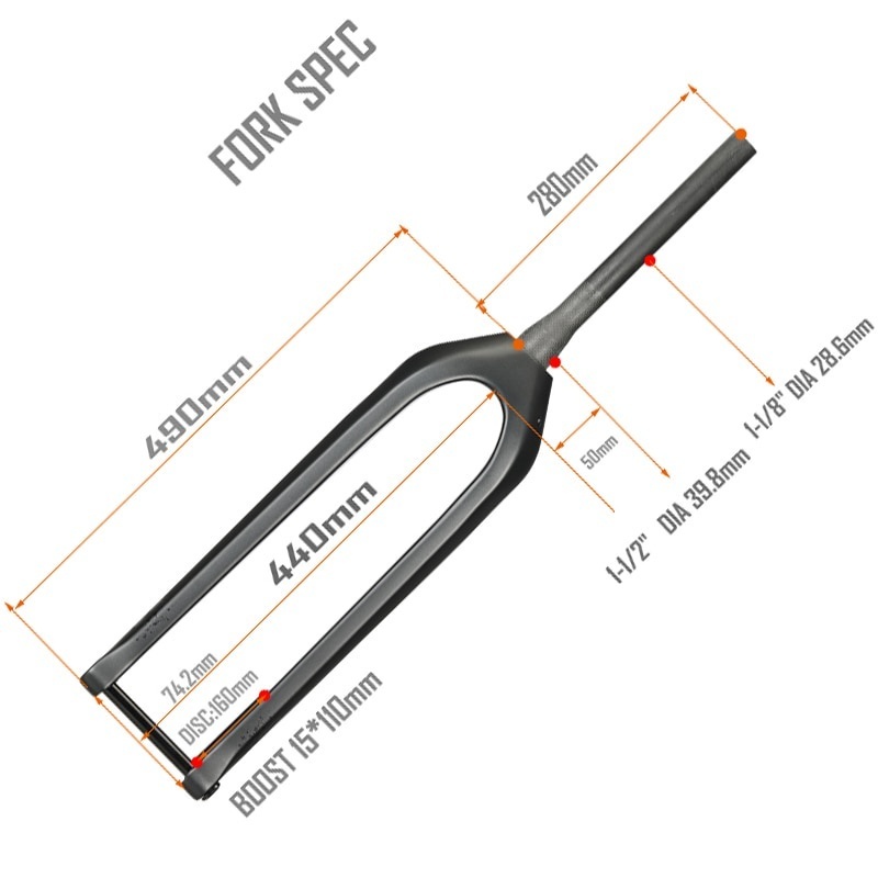 Boost MTB Carbon Fork 29er 110*15mm Downhill Fork Mountain Bike Carbon Rigid Fork 1-1/8