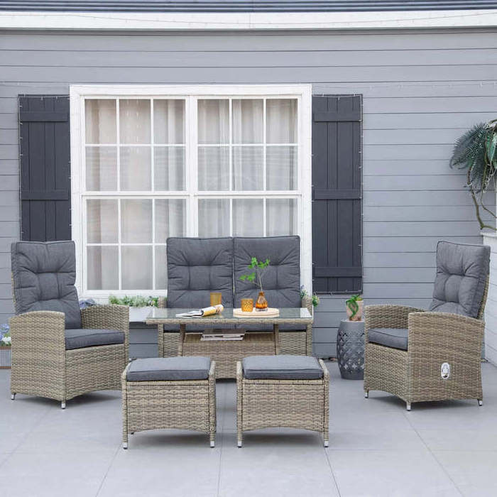 luxury outdoor furniture high back patio rattan sofa nordic outdoor furniture