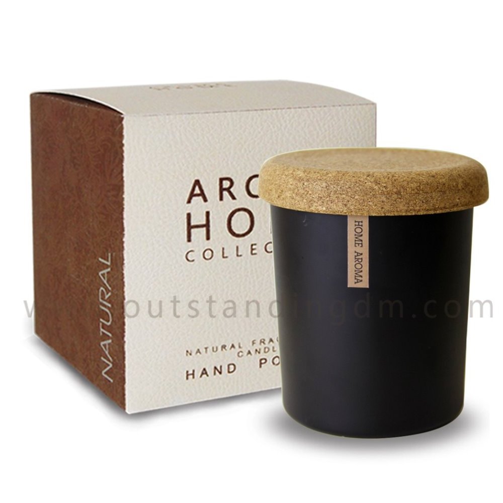 Black Candle With Cork Lids And Silk Aroma Candle Soy