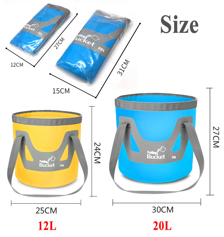 12L 20L 500D Plastic Water Container Storage Bag Portable Collapsible Camping Hiking Boating Fishing Folding Ice Bucket