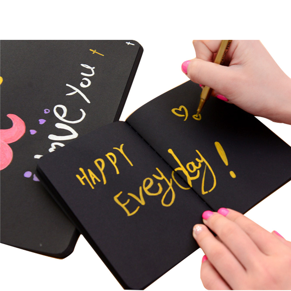 Hard Cover Customized Sketch Pad Black Paper Book Sketchbook for Drawing