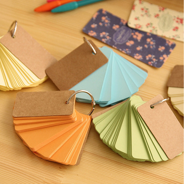 Wholesale Office School Studying DIY Stationery Blank Note Flash Cards with Ring