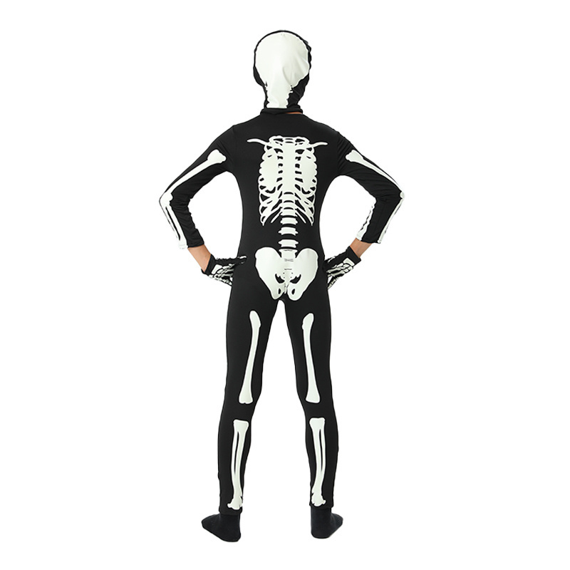 Glow in Dark Skeleton Clothing for Kids 3D Printed Halloween Bodysuit with Luminous Horror Skull Rack TV & Movie Style Costumes