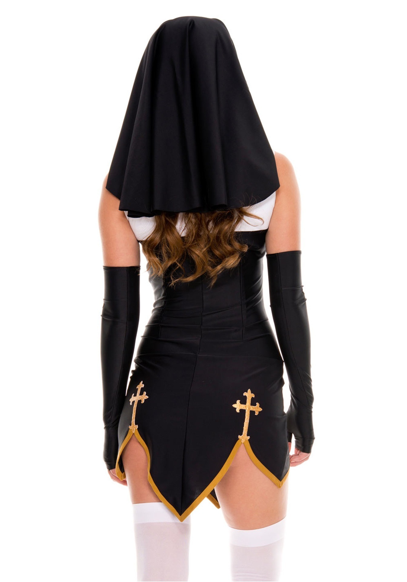 Sexy Women Cut Out Mini Dress Halloween Fancy Dress Church Religious Convent Nun Cosplay Lady Naughty Nun Costume