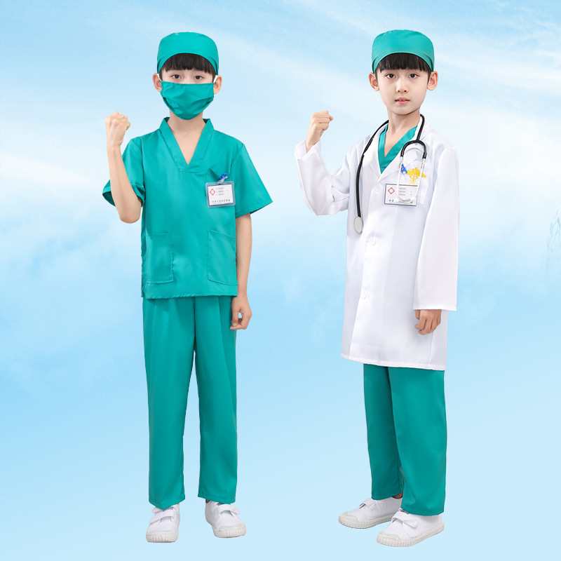 6pcs Halloween Clothes Surgeon Dr Set Career Day Cosplay Costume Hospital Nurse Doctor Costume with Stethoscope