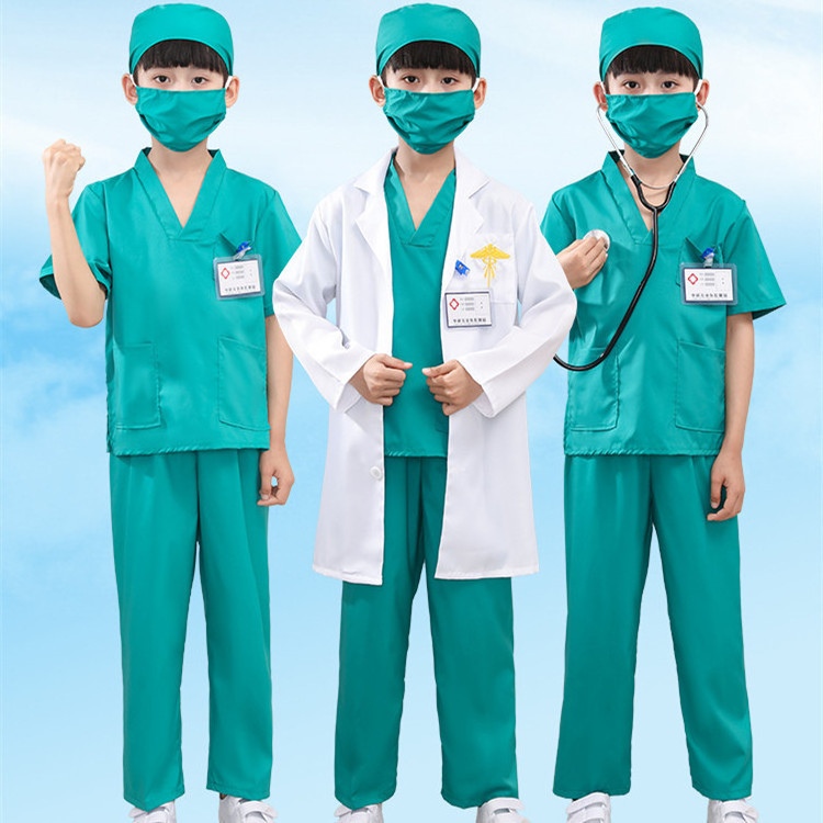 6pcs Halloween Clothes Surgeon Dr Set Career Day Cosplay Costume Hospital Nurse Doctor Costume with Stethoscope