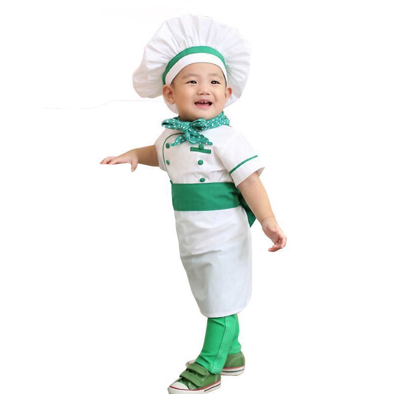 Kitchen Roleplay Uniform Kids Chef Apron Cook Cosplay Costume with Hat Career Day Chef Costume for Kids