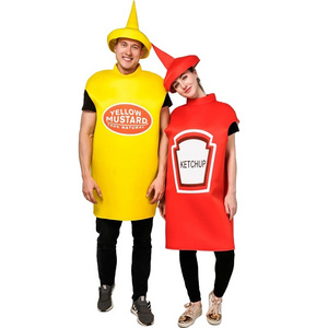 Adult Funny Instant Role-playing Stage Costume Halloween Adult Couple Costume Carnival Mustard Ketchup Costume