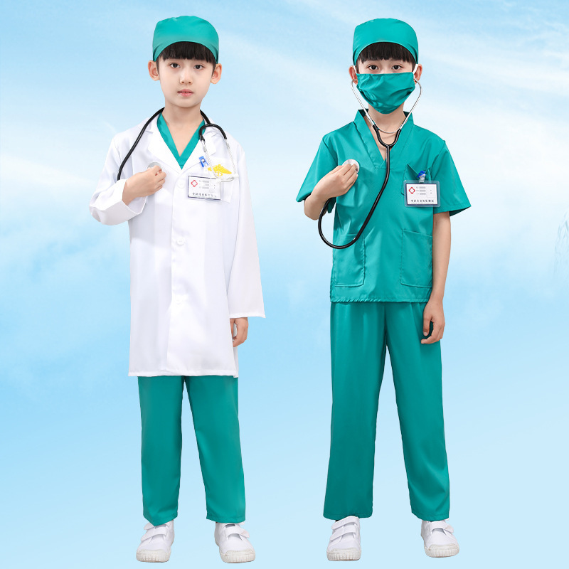 6pcs Halloween Clothes Surgeon Dr Set Career Day Cosplay Costume Hospital Nurse Doctor Costume with Stethoscope