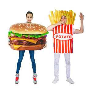 Adult French Fries Show Props Costume Halloween Instant Role-playing Costume Party Hamburger Cosplay Costume