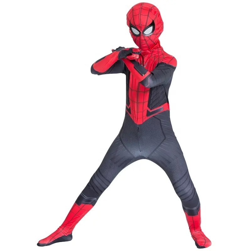 Hot Red and Black Spider-Man Suit Wholesale Anime Costumes for Children Kids Spiderman Zentai Cosplay Clothing