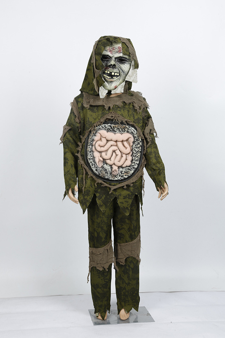 Scary Carnival Cosplay Halloween Costumes for Kids Horrible Viscera Clothes Zombie Swamp Monster Costume with Mask