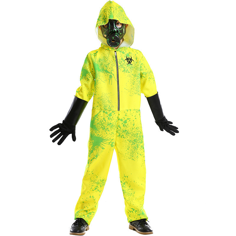 Kids Zombie Hazmat Costume Resident Suit Halloween Cosplay Outbreak Horror Jumpsuit Hazmat Tween Costume