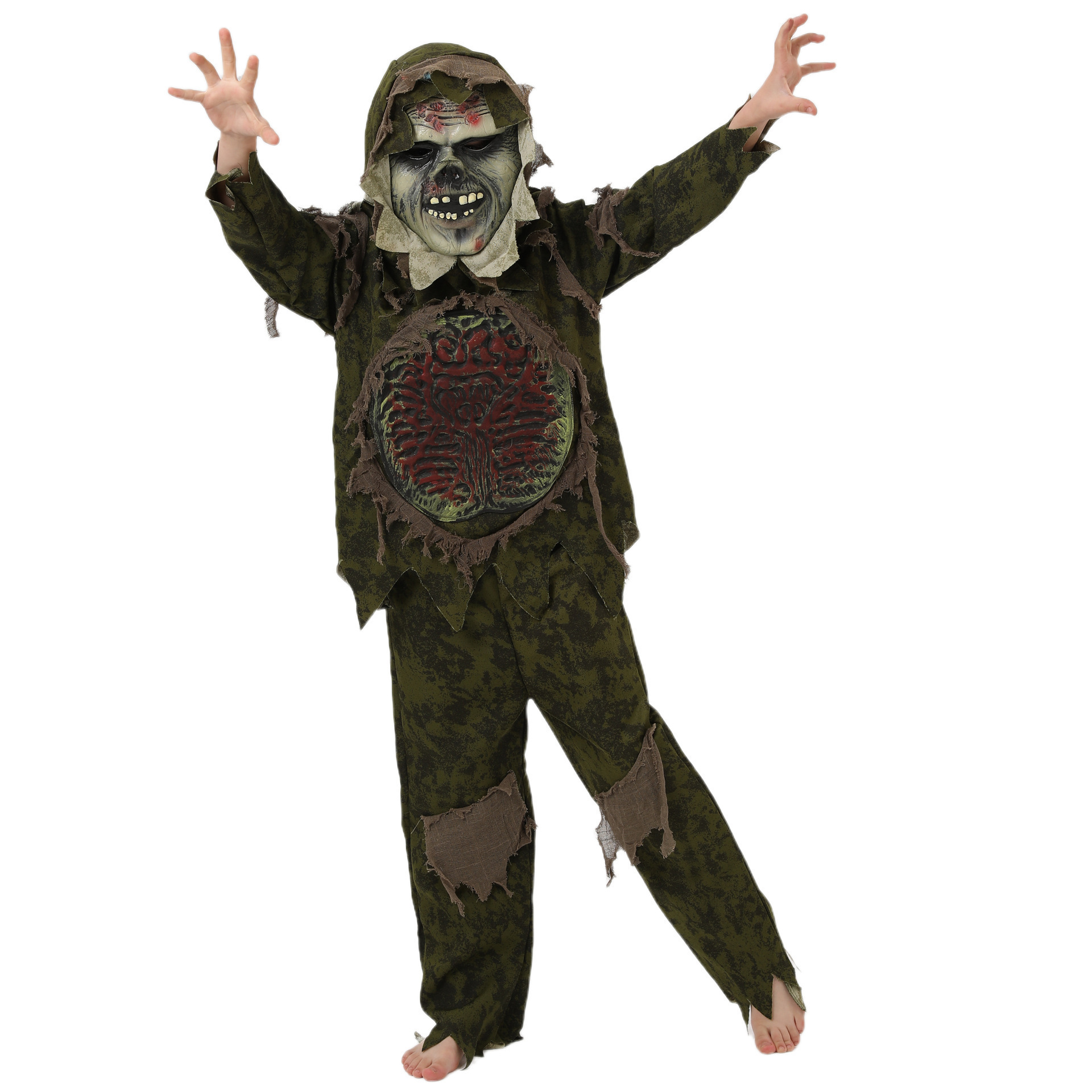 Scary Carnival Cosplay Halloween Costumes for Kids Horrible Viscera Clothes Zombie Swamp Monster Costume with Mask