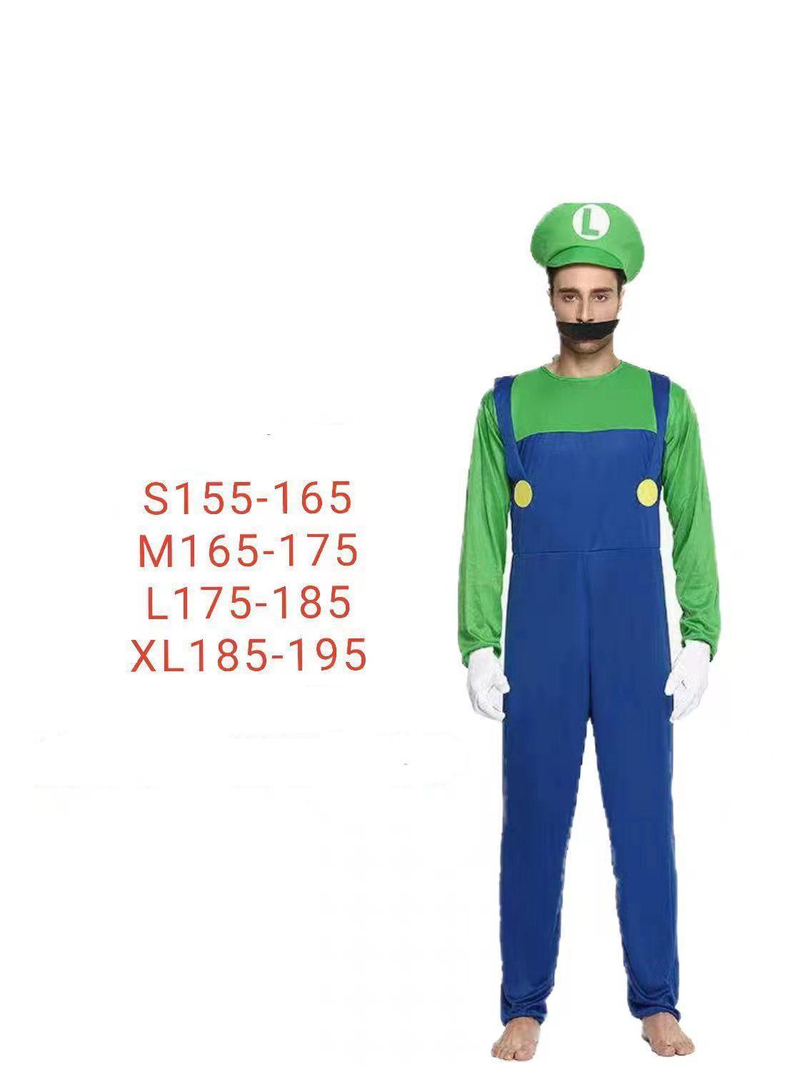 Carnival Super Bros Game Costume Halloween Kids Adult Boys & Girls Super Mario and Luigi Plumber Bros Costume