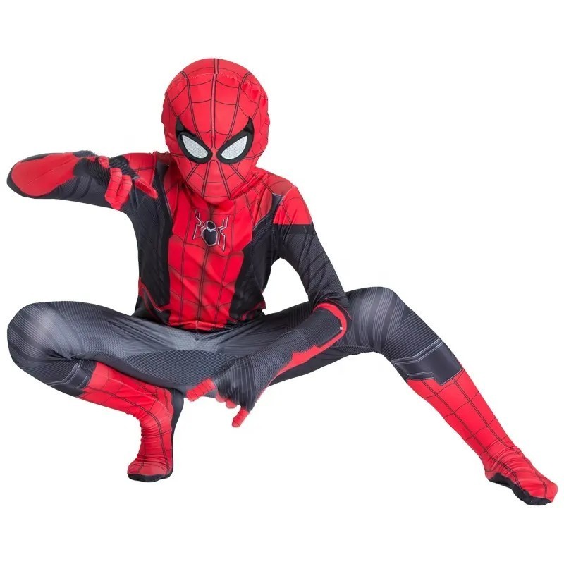 Hot Red and Black Spider-Man Suit Wholesale Anime Costumes for Children Kids Spiderman Zentai Cosplay Clothing