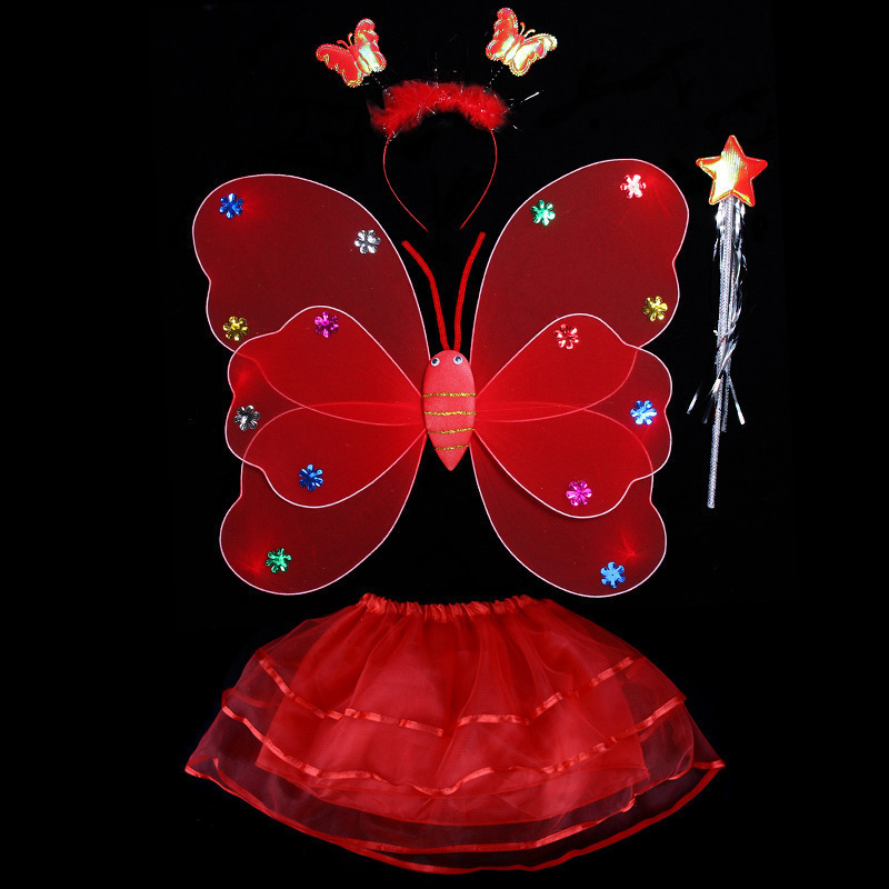 4Set of Fairy Butterfly Costume Fairy Costume Cosplay Princess Luminous Tutu Wings Headband Fairy Party Accessories