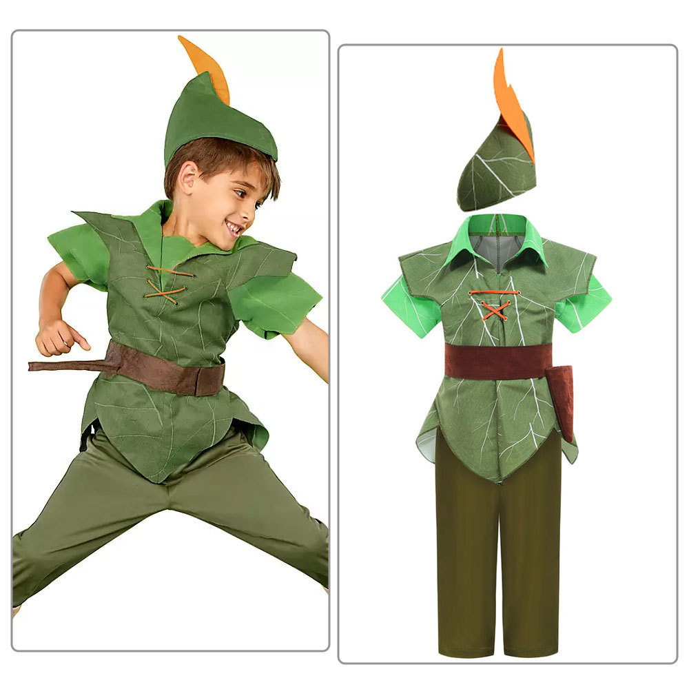 Christmas Carnival Cosplay Kids Party Tinkerbell Green Fairy Dress Boys Elf Outfits Robin Halloween Peter Pan Costume