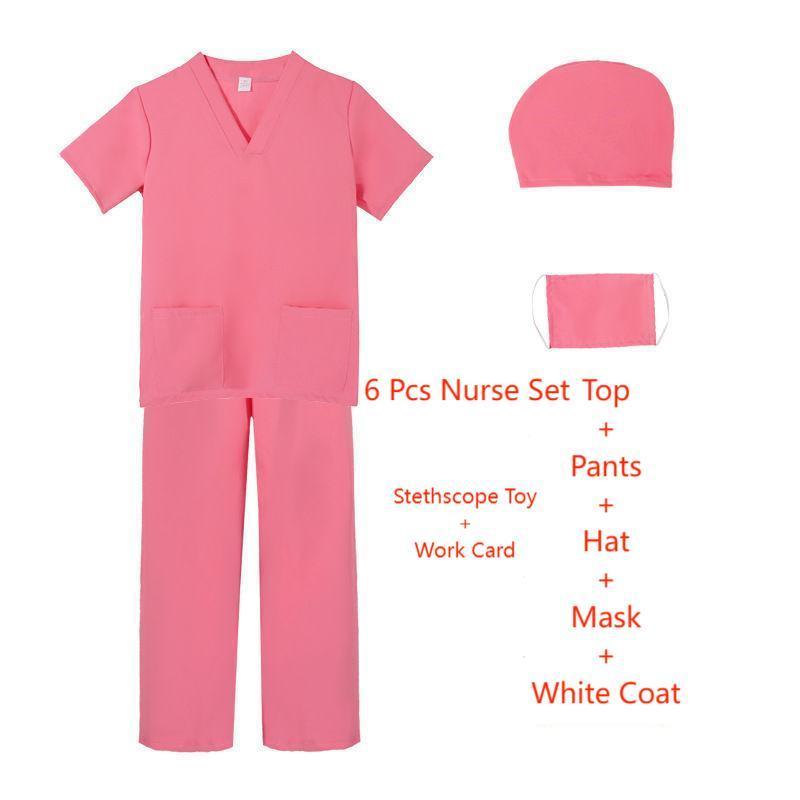 6pcs Halloween Clothes Surgeon Dr Set Career Day Cosplay Costume Hospital Nurse Doctor Costume with Stethoscope