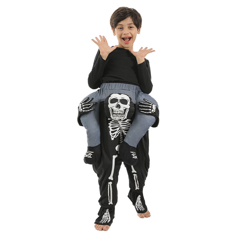 Free Size Halloween Skull Costume Halloween Piggy Back Costumes Skeleton Back Man Prank Costume