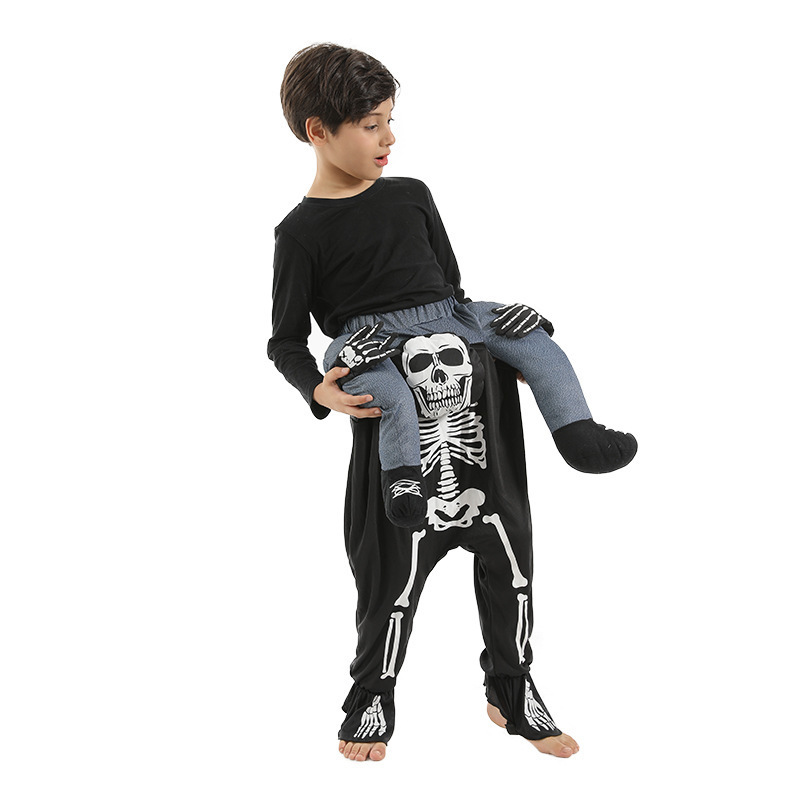 Free Size Halloween Skull Costume Halloween Piggy Back Costumes Skeleton Back Man Prank Costume