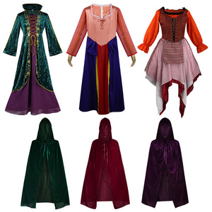 Medieval Velvet Dress Halloween Adult Cosplay Costume Witch Winifred Sanderson Costume for Masquerade Party