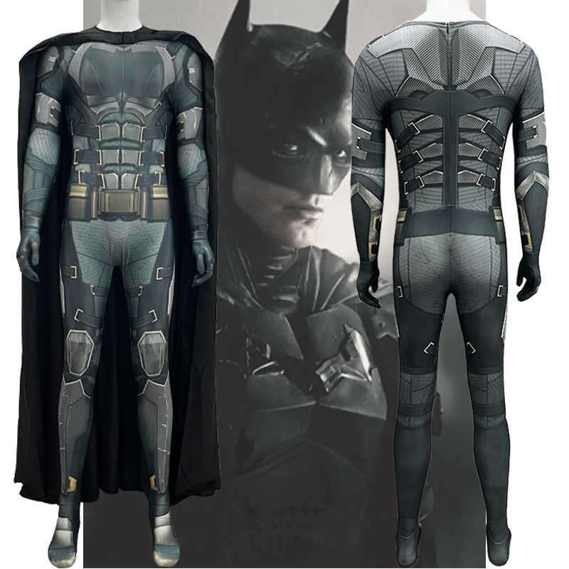 Cool Anime Clothing Men Jumpsuit Gotham Hero Suit Movie Costume Bruce Wayne Suit Bat Costume with Cape & Face Wear