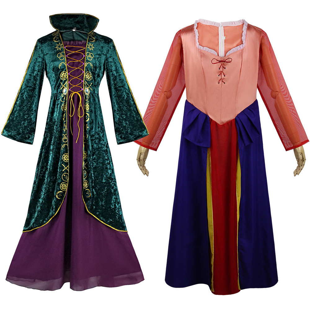 Medieval Velvet Dress Halloween Adult Cosplay Costume Witch Winifred Sanderson Costume for Masquerade Party