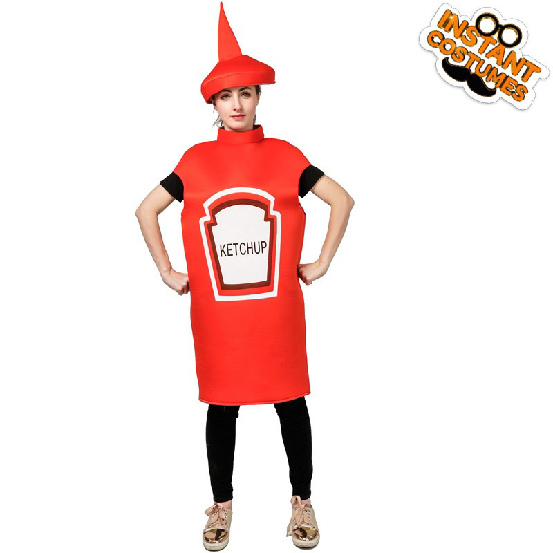 Adult Funny Instant Role-playing Stage Costume Halloween Adult Couple Costume Carnival Mustard Ketchup Costume