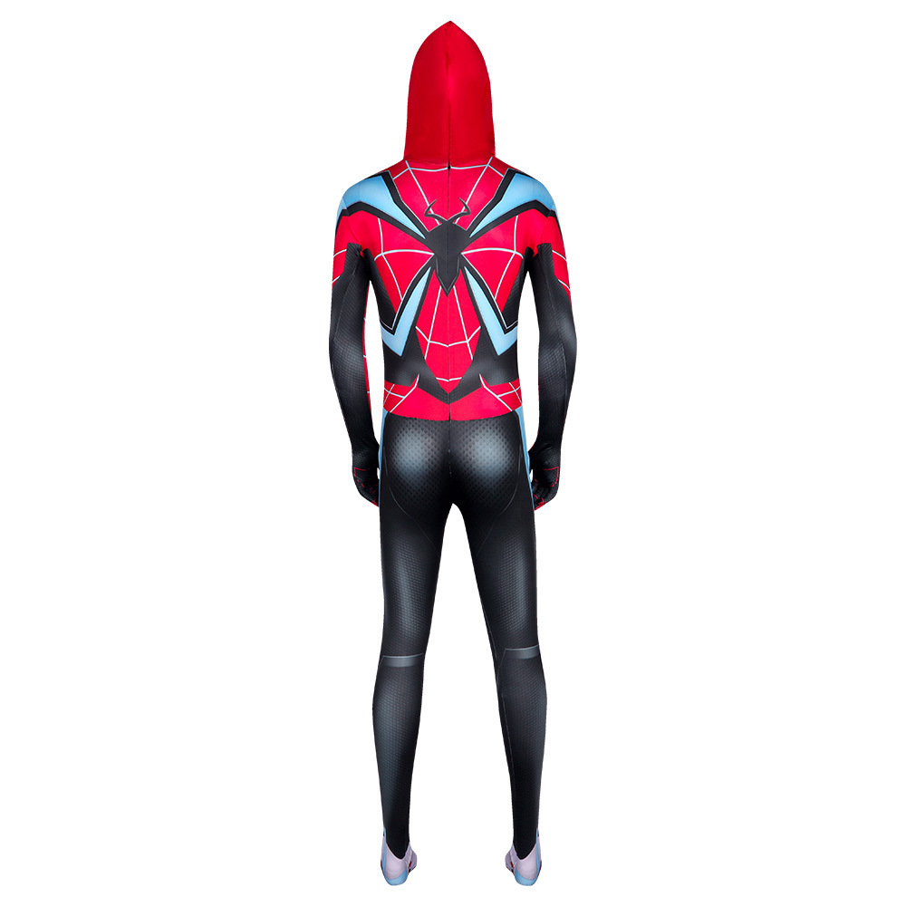 High Quality Super Hero Halloween Cosplay Costume Spandex Jumpsuit Adult Kids Miles Morales Movie Costume