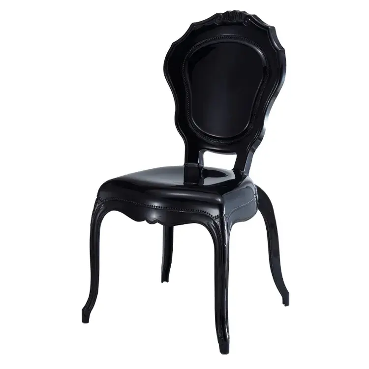 Round Black Modern Stackable  Plastic Chair Acrylic Makeup Cafe Chairs For Wedding And Event Used