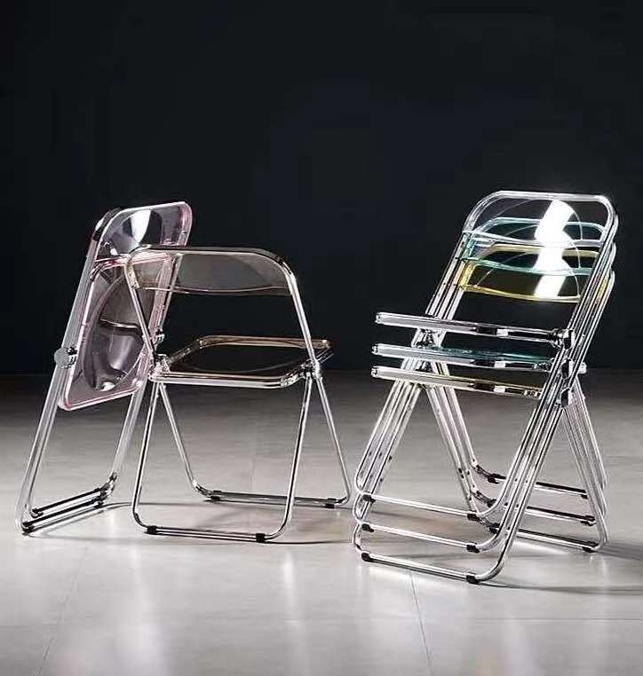 Home dining room chairs furniture plastic folding metal dining chair clear transparent foldable dining chairs for sale