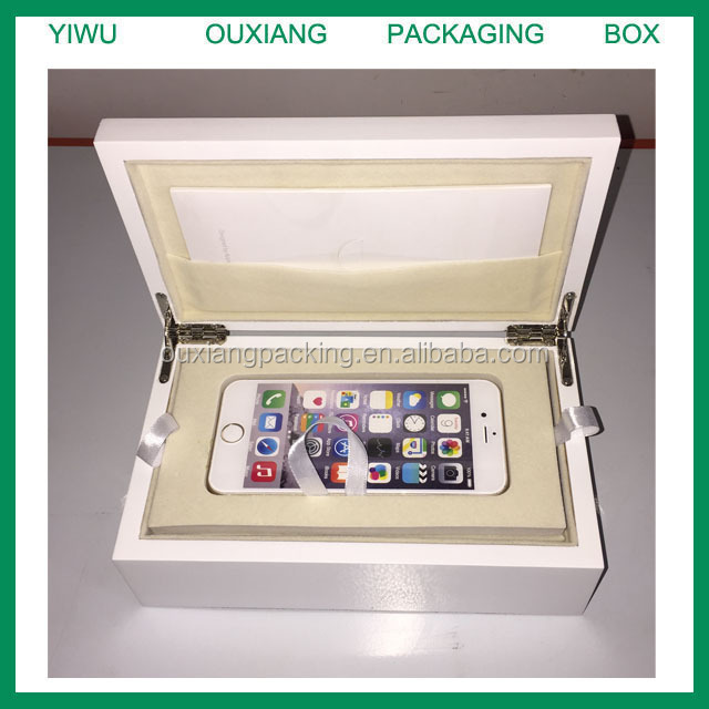 cheap design stock white lacquer finish wooden phone  gift box