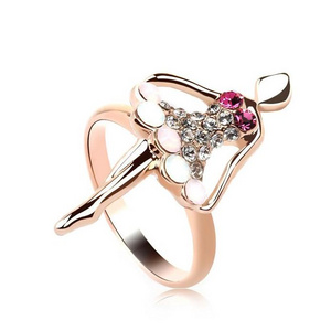 40062 Dancing Ballet Austrian crystal Rings Rhinestone Gold plated Rings Woman Beautiful Gift Fashion Jewelry Rings