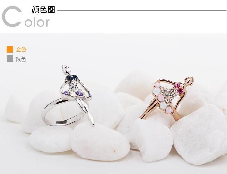 40062 Dancing Ballet Austrian crystal Rings Rhinestone Gold plated Rings Woman Beautiful Gift Fashion Jewelry Rings