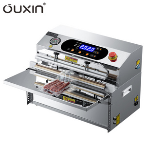 OUXIN OX-W500 Semi Automatic External Nozzle Nitrogen Gas Flushing Food Meat Rice Fish Vacuum Sealer Packaging Machine