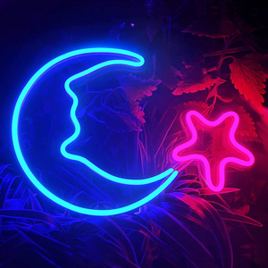 Indoor Led Wall Light Decor Acrylic Neon Light Neon Sign LED Moon Star Shaped for Bedroom, Kids Room, Living Room, Christmas